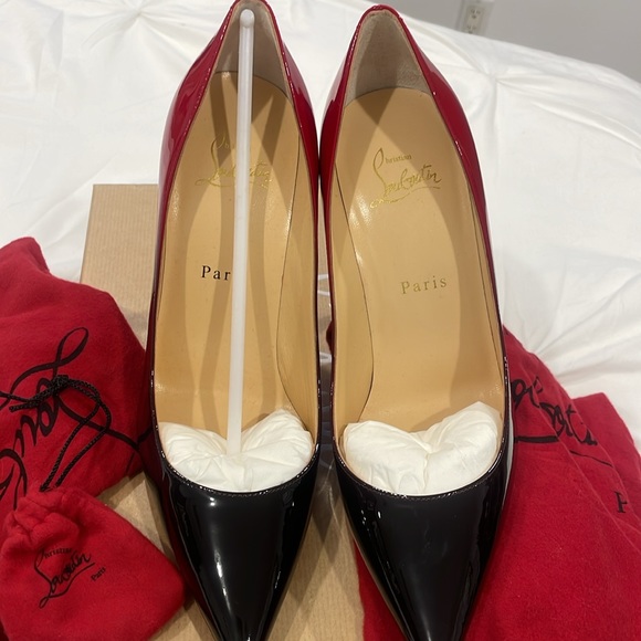 Brand new Christian Louboutin Kate 100 patent black and red ombré heels - Picture 2 of 8